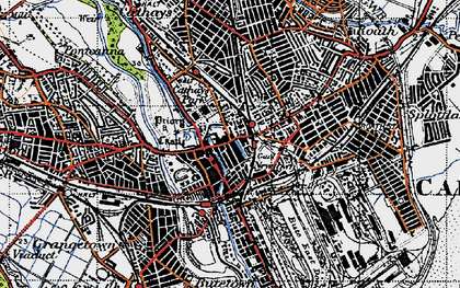 Old map of Cardiff in 1947