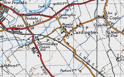 Old map of Cardington in 1946