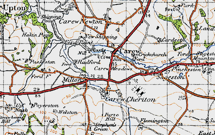 Old map of Carew in 1946