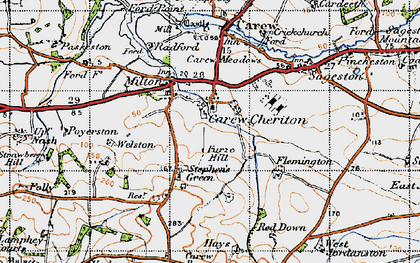 Old map of Carew Cheriton in 1946
