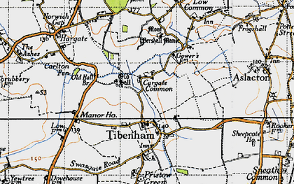 Old map of Cargate Common in 1946