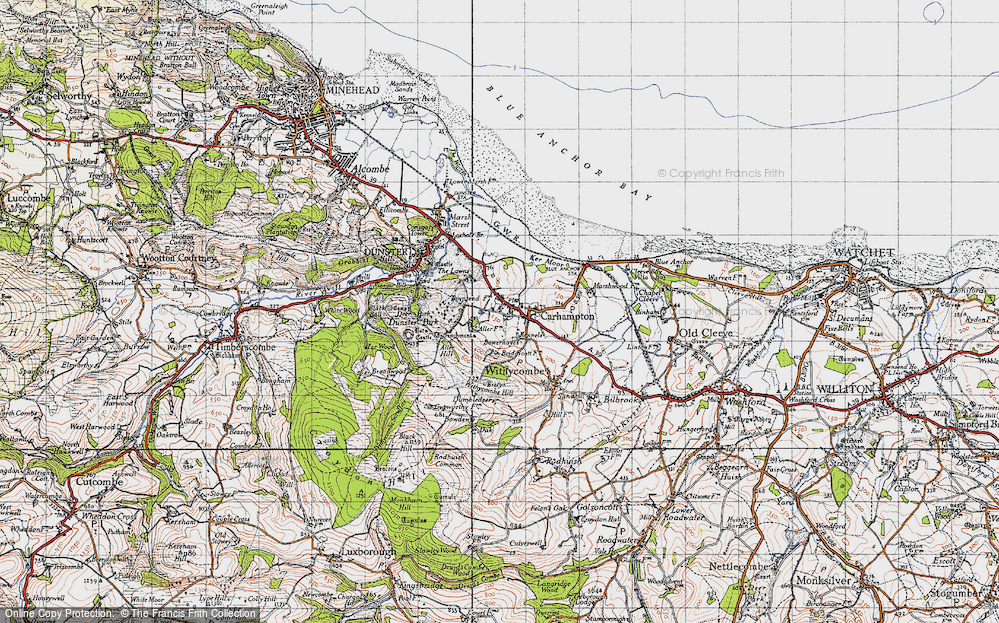 Old Map of Historic Map covering Aller Hill in 1946