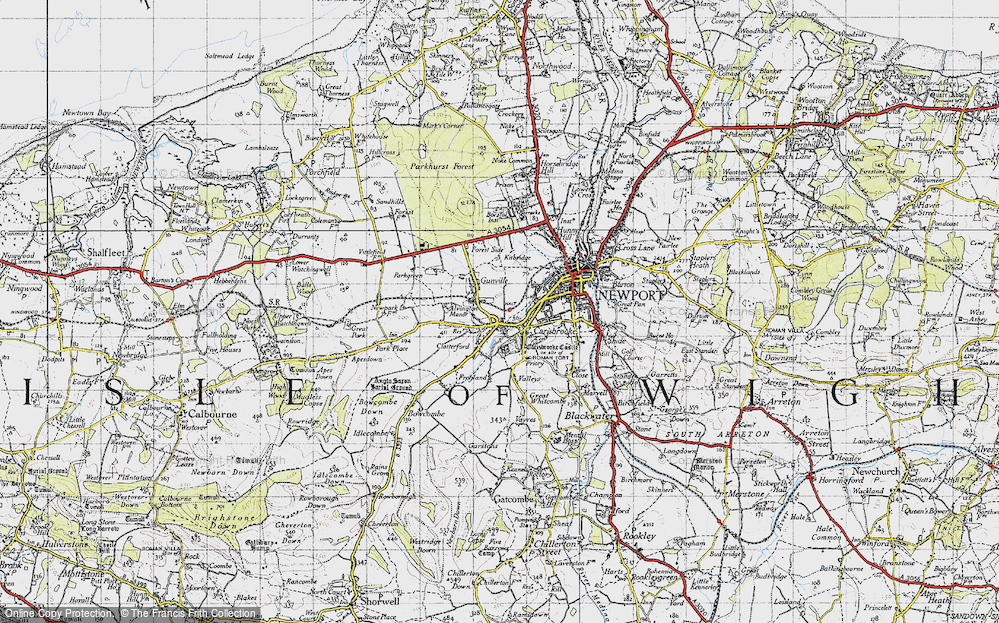 Old Map of Carisbrooke, 1945 in 1945