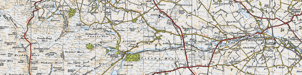 Old map of Thurlstone Moors in 1947