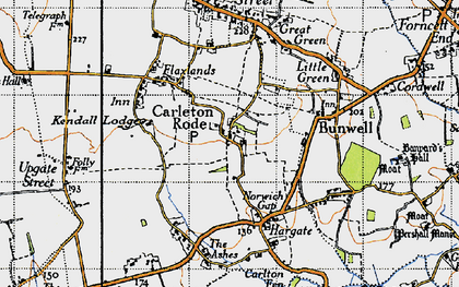 Old map of Carleton Rode in 1946