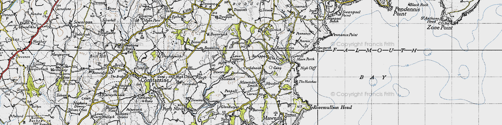 Old map of Carlidnack in 1946