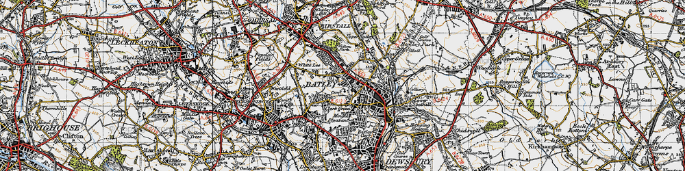 Old map of Carlinghow in 1947