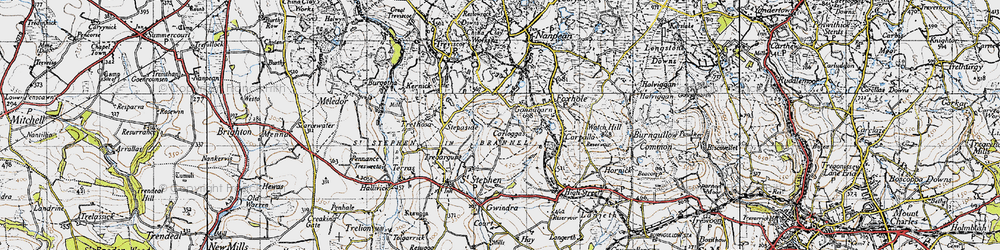 Old map of Carloggas in 1946