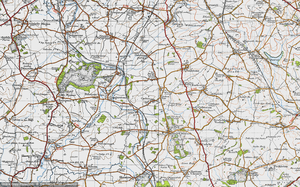 Old Map of Historic Map covering Battlefield Line, The in 1946
