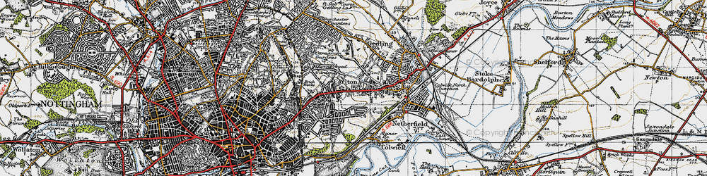 Old map of Carlton in 1946