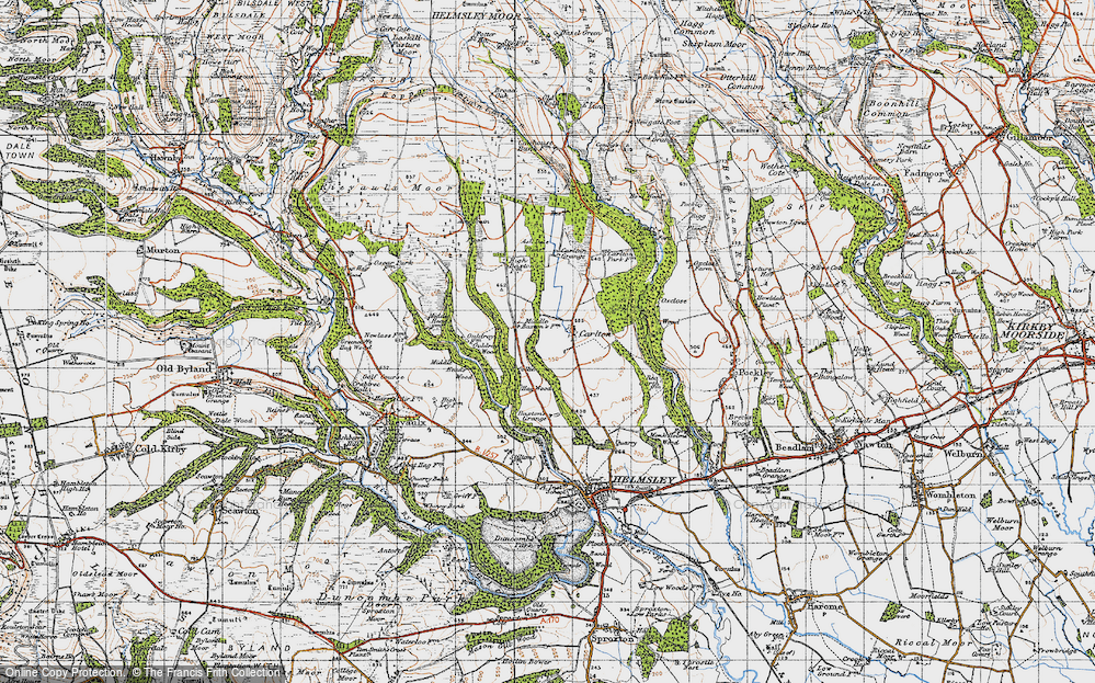 Old Map of Historic Map covering Ash Dale in 1947