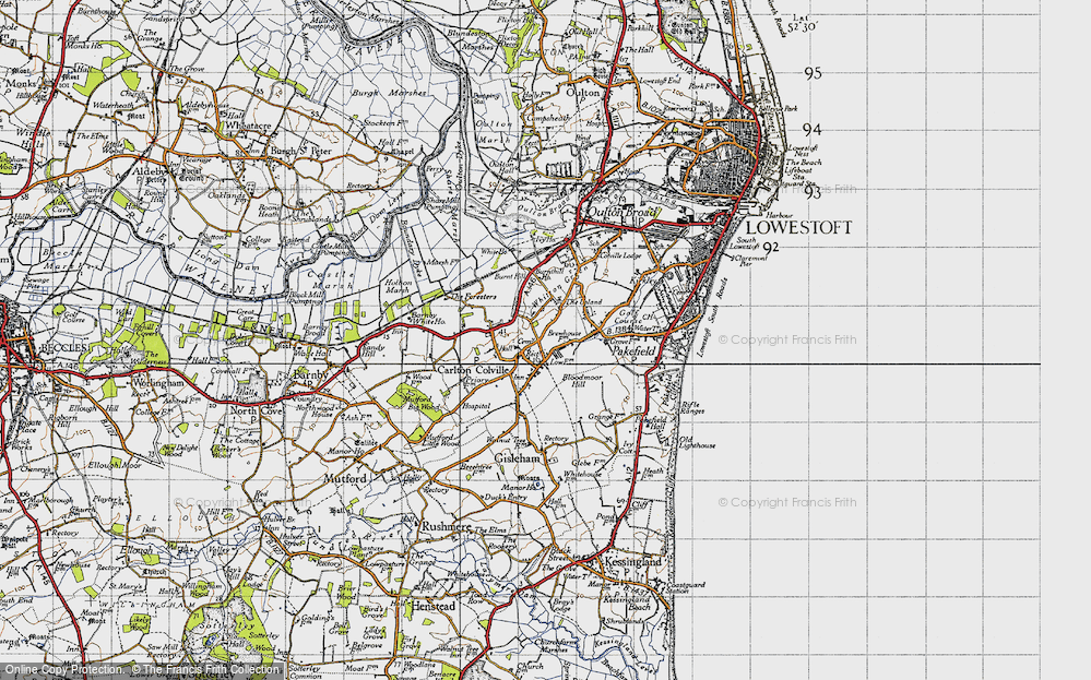 Old Map of Historic Map covering Boundary Dyke in 1946