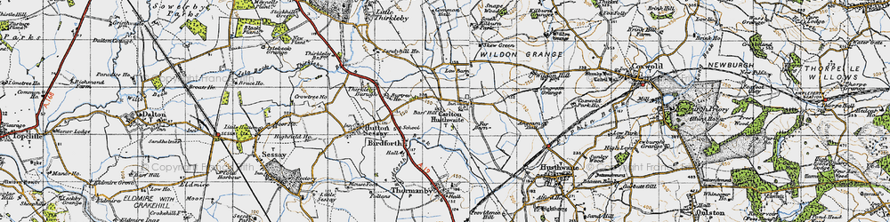 Old map of Carlton Husthwaite in 1947
