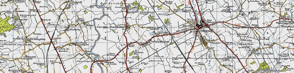 Old map of Carlton Miniott in 1947