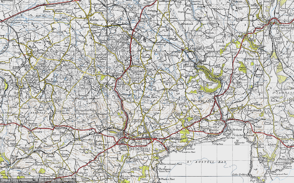 Old Map of Historic Map covering Carbis Moor in 1946