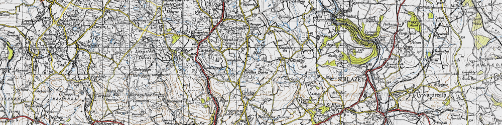 Old map of Carluddon in 1946