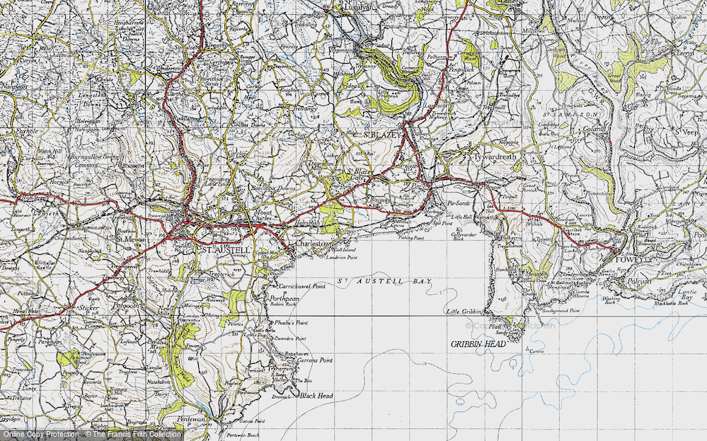 Old Map of Carlyon Bay, 1946 in 1946