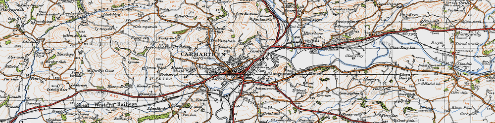 Old map of Carmarthen in 1946