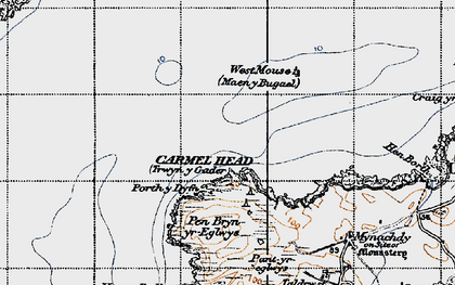 Old map of Carmel Head in 1947