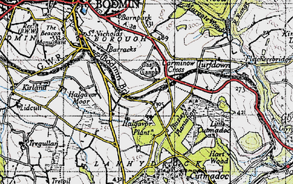 Old map of Carminow Cross in 1946