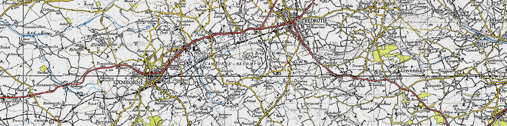 Old map of Carn Brea in 1946