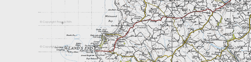 Old map of Carn Towan in 1946