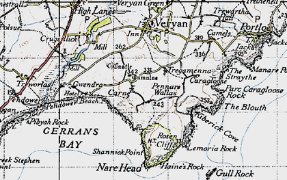 Old map of Carne in 1946