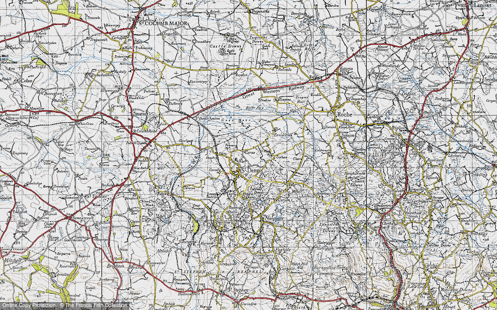 Old Map of Historic Map covering Goss Moor in 1946