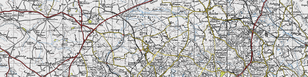 Old map of Goss Moor in 1946