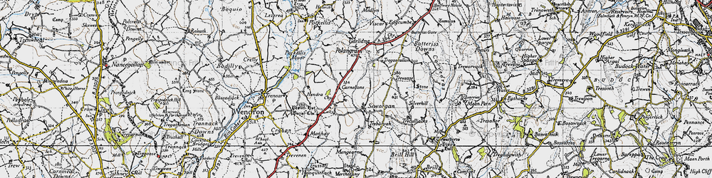 Old map of Carnebone in 1946