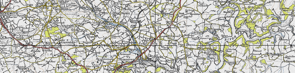 Old map of Carnon Downs in 1946