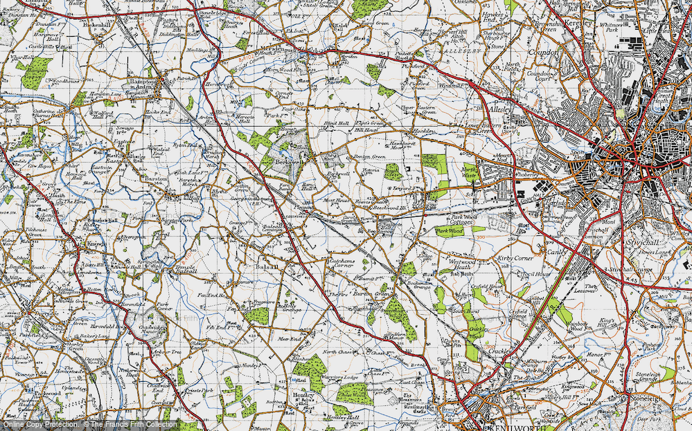 Old Map of Historic Map covering Berkswell Sta in 1947