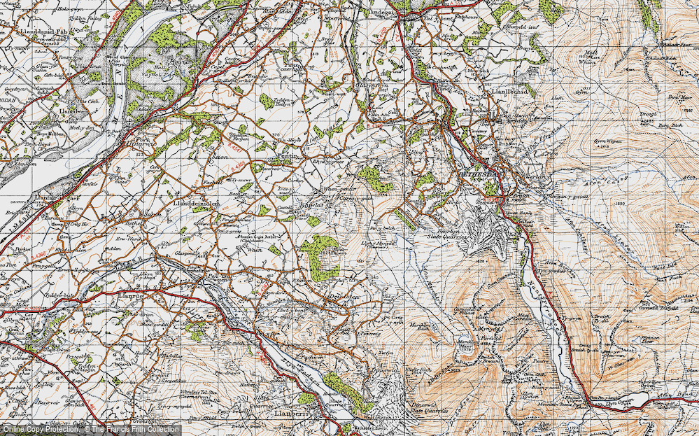 Old Map of Historic Map covering Moel Rhiwen in 1947