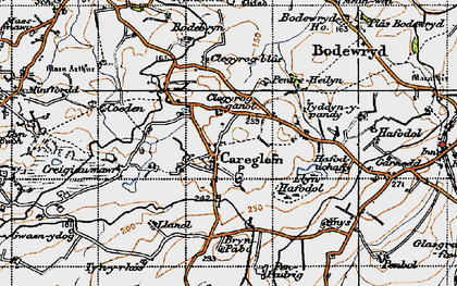 Old map of Bryn Pabo in 1947