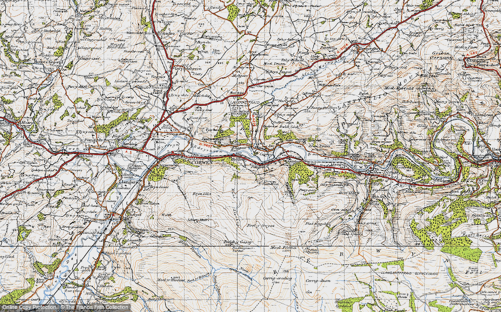 Old Map of Historic Map covering Bonwm in 1947