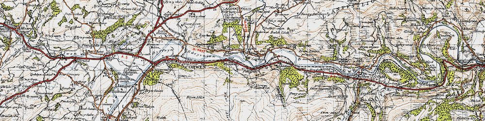 Old map of Bonwm in 1947