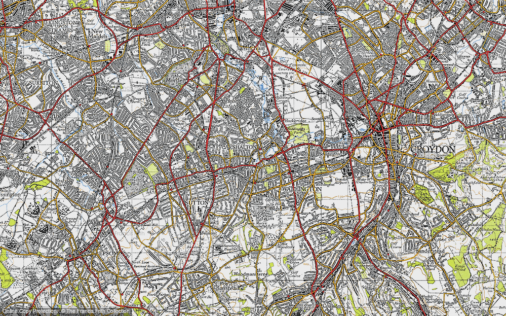 Old Map of Carshalton, 1945 in 1945