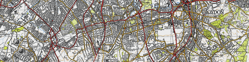 Old map of Carshalton Beeches in 1945