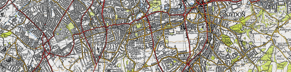 Old map of Carshalton on the Hill in 1945