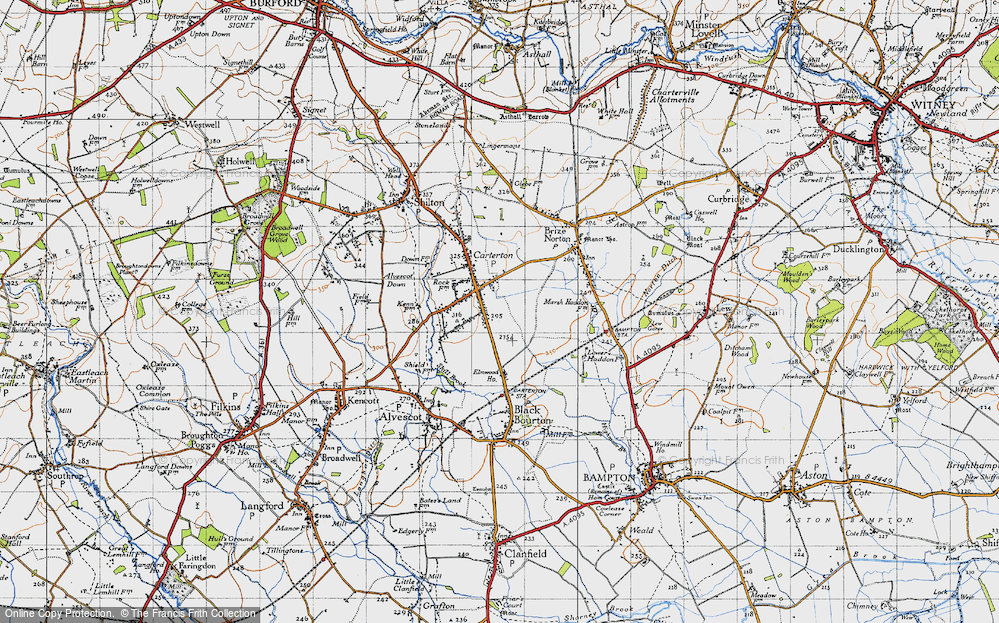 Old Map of Historic Map covering Brize Norton Airfield in 1946