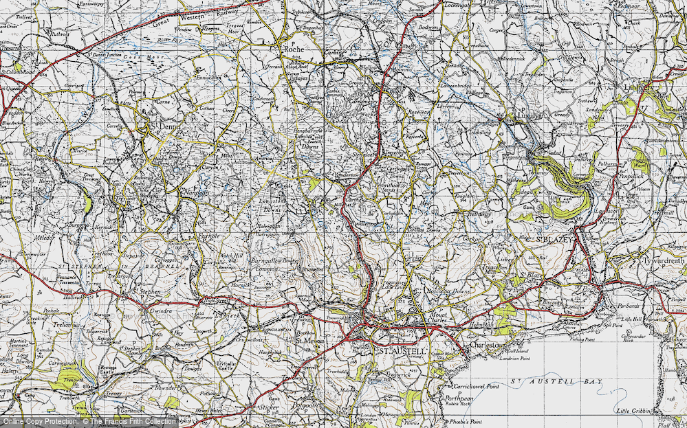 Old Map of Historic Map covering Trenance Downs in 1946