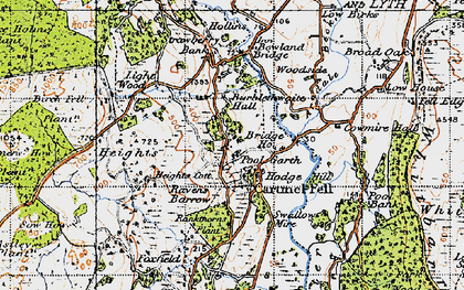 Old map of Cartmel Fell in 1947