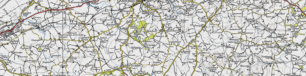 Old map of Carwynnen in 1946