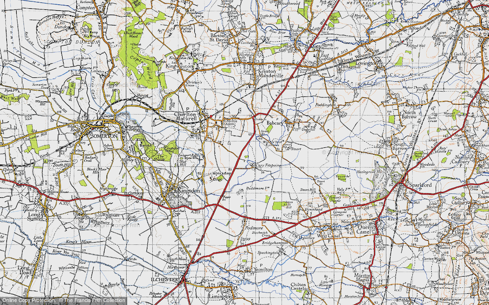 Old Map of Cary Fitzpaine, 1945 in 1945