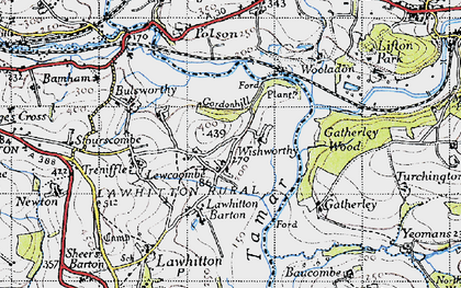 Old map of Wishworthy in 1946