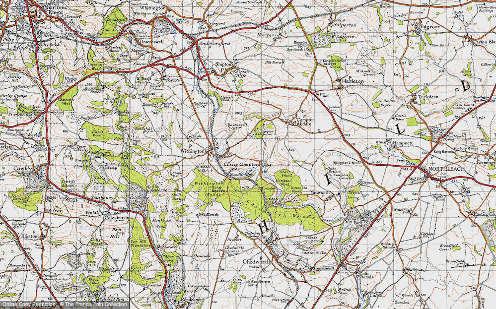 Old Map of Cassey Compton, 1946 in 1946