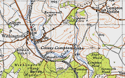 Old map of Cassey Compton in 1946