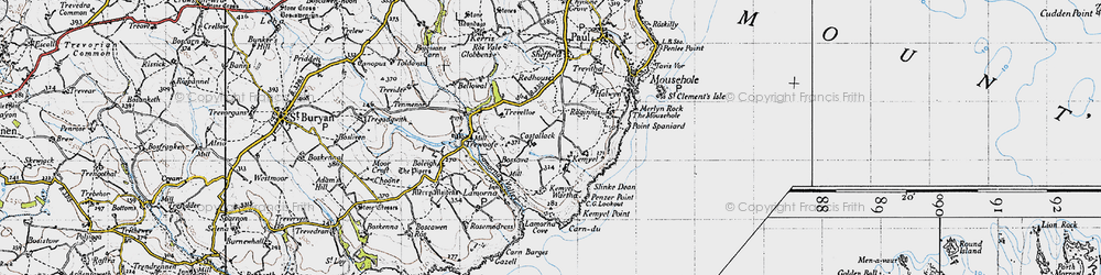 Old map of Castallack in 1946