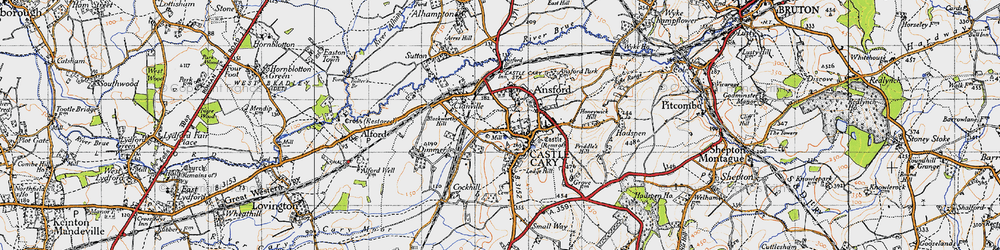Old map of Castle Cary in 1945