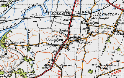 Old map of Castle Donington in 1946